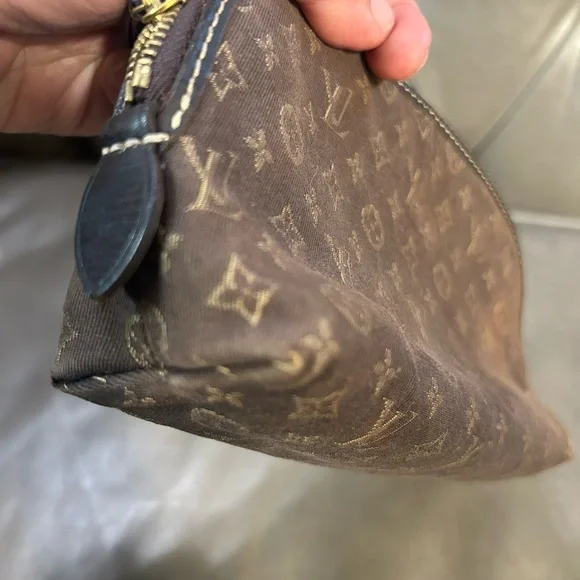 Louis Vuitton Cosmetic Bag Brown Denim Mini Lin Idylle Monogram Pouch Clutch